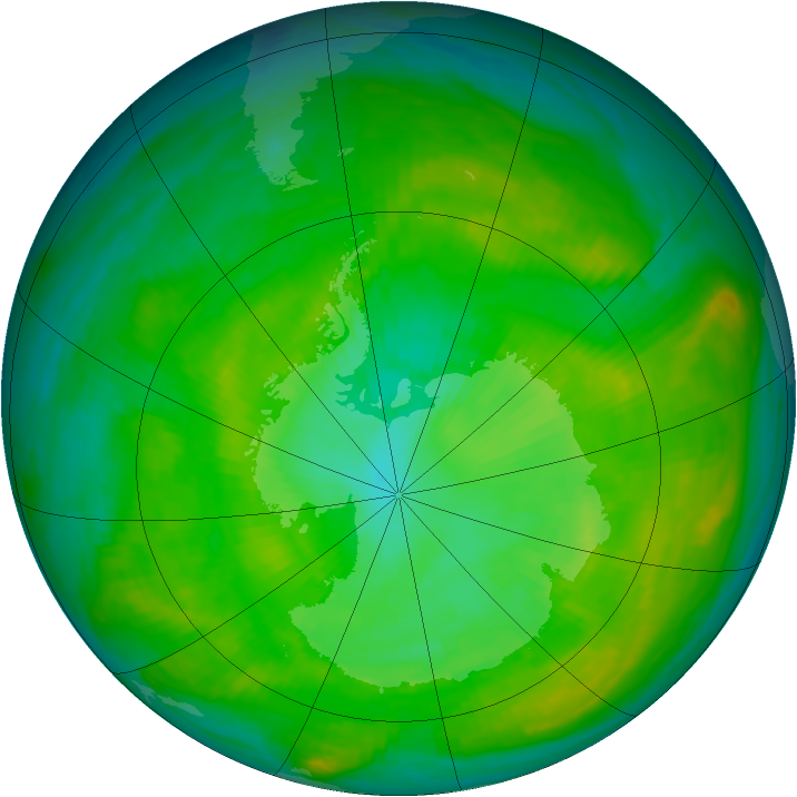 Antarctic ozone map for 03 January 1981